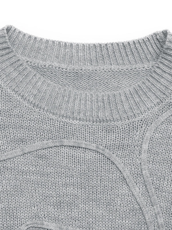 Three-dimensional Flower Round Neck Sweater