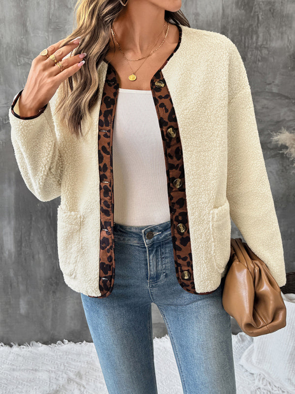 leopard print contrasting edge cardigan