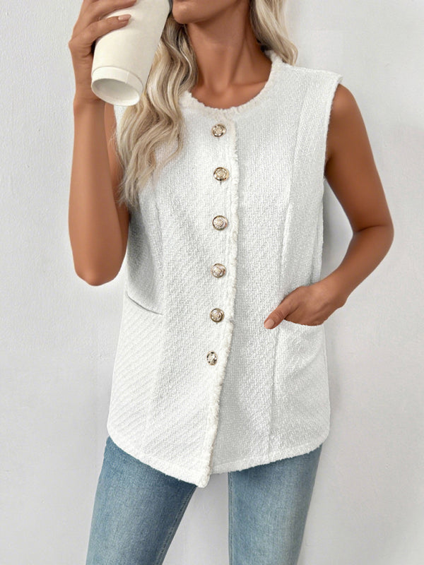 Sleeveless Chanel Style Jacket Elegant Cardigan Vest