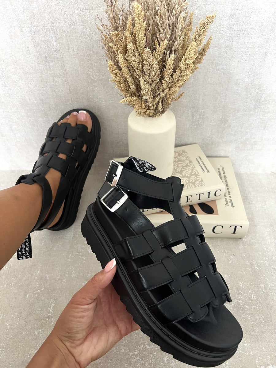 Raven Chunky Cage Strap Platform Sandals