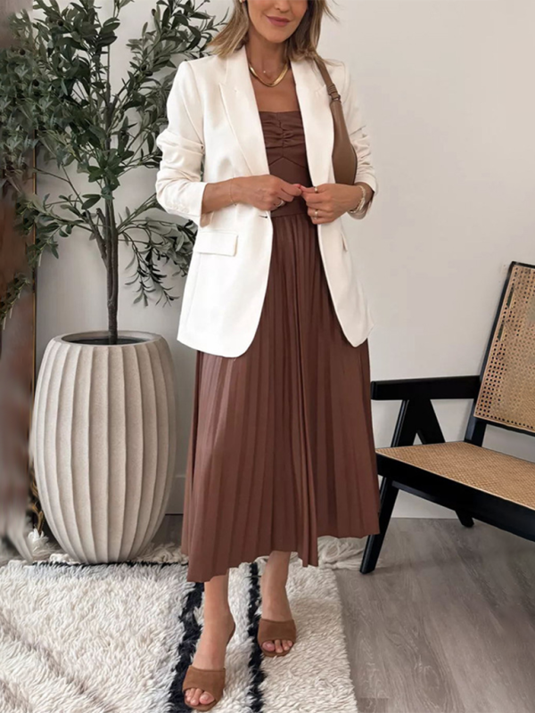 Tube Top Pleated Leather Dress