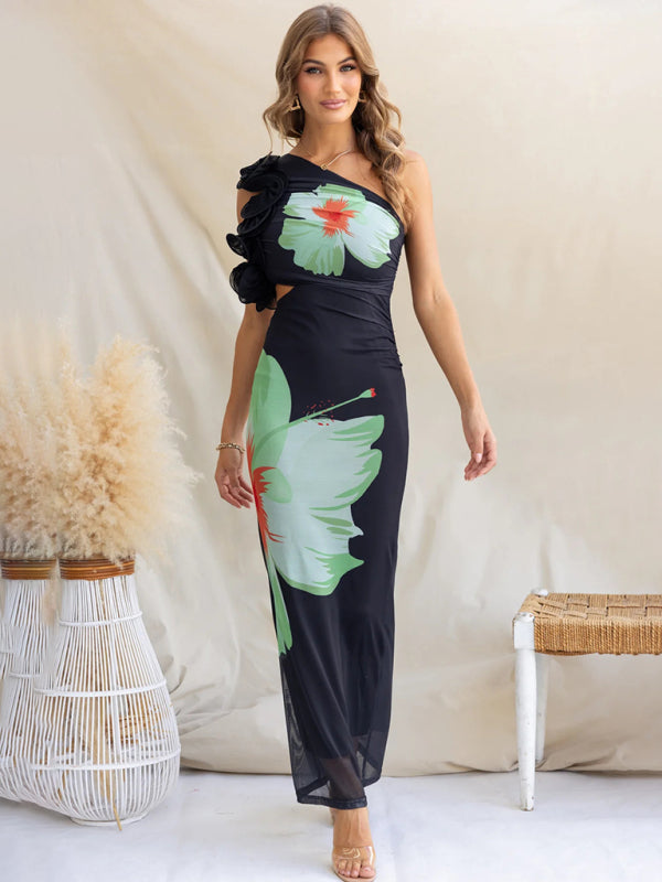 Floral one shoulder dress