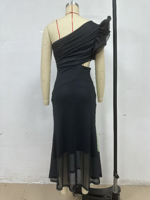 Floral one shoulder dress