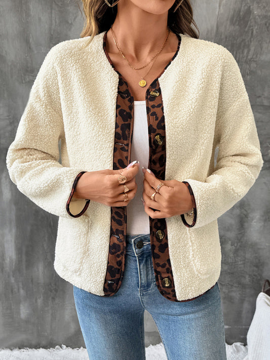 leopard print contrasting edge cardigan